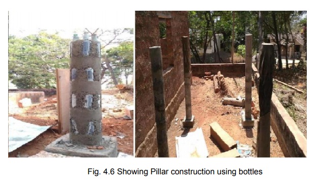 Pillar construction using bottles