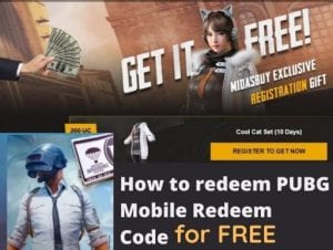 pubg redeem code free