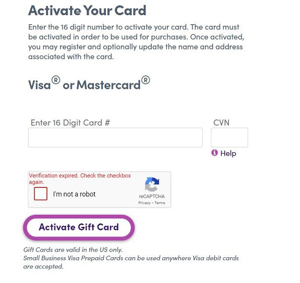 giftcards avtivate