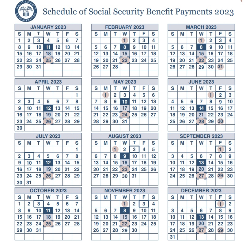 SSA Payment Schedule 2023 Schedule of Social Security Benefit