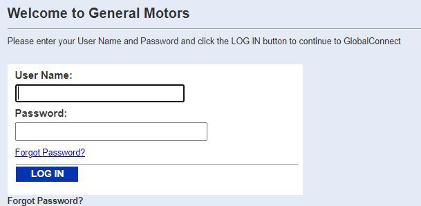 gm global connect login