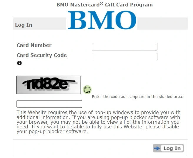 BMO Gift Card Activation
