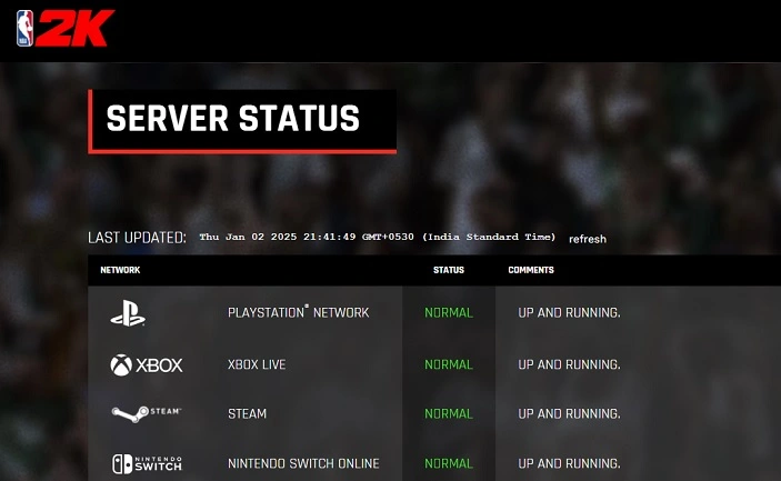 NBA 2K Server Status