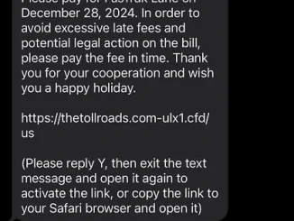 Fast Trak Lane Tolls Text SCAM