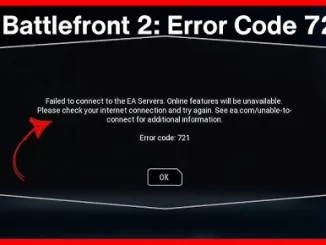 Star Wars Battlefront 2 Error Code 721