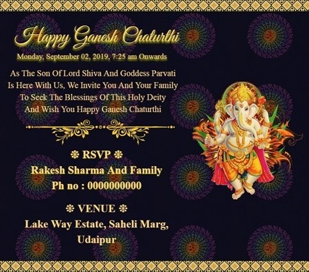 Invitation For Ganesh Chaturthi At Home