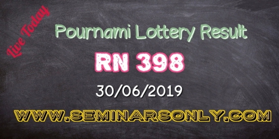 Pournami RN 398 Kerala Lottery Result