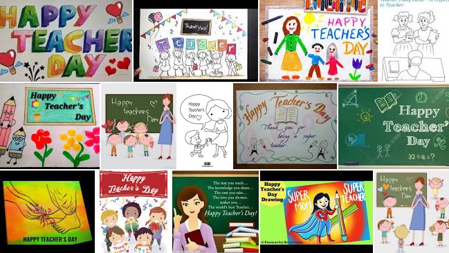 Teachers Day Drawing || Teachers Day Special Card Making || Teachers Day  Easy Poster Draw… | Teachers day drawing, Happy teachers day card, Teachers  day card design