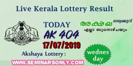 AK 404 Akshaya Lottery Result
