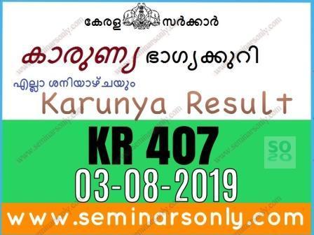 KR 407 Karunya Lottery Result