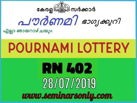 RN 402 Pournami Lottery Result